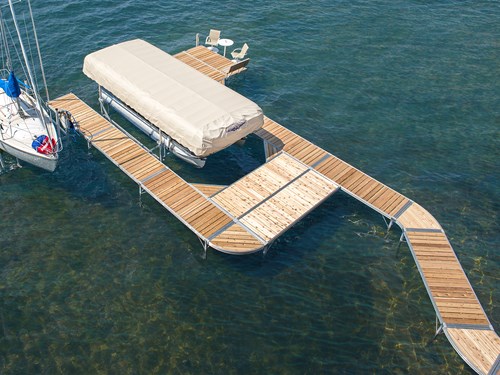 ShoreMaster Infinity RS4 Dock with Cedar Decking and Pontoon Lift